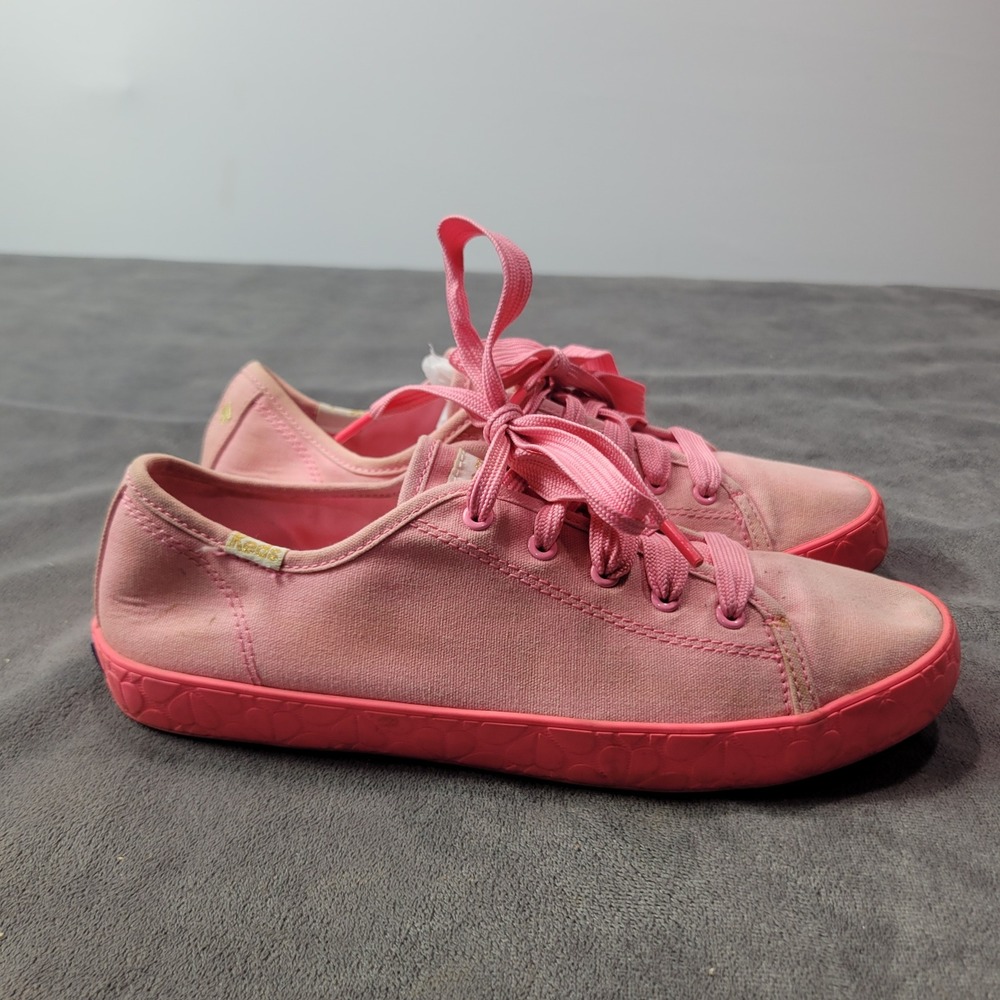 Kate Spade x Keds Kickstart Seasonal Pink Canvas Heart Sneakers KK16376 Womens 4